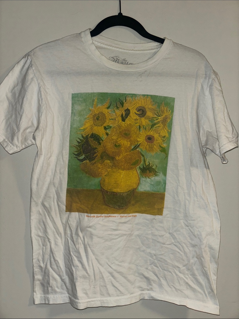 Van Gogh Sunflower Print White Graphic Tee